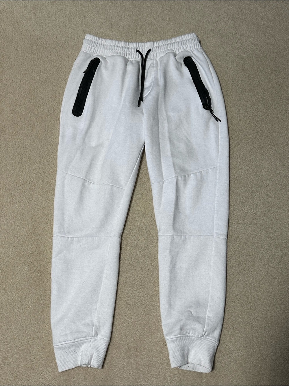 Urban Planet White Jogger Sweatpants with Black Zip Accents